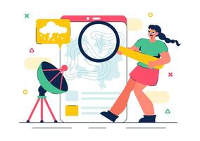 Flat Cartoon of a Meteorologist Presenting a Weather Map and Climate Conditions vector