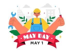 International Labor Day Illustration with Workers from Different Professions and Thank You Note vector