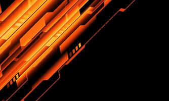 Abstract orange neon cyber dynamic geometric technology futuristic on black blank space design modern background vector