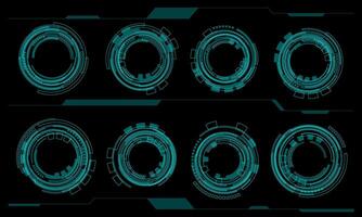 Set of sci fi blue circle user interface elements technology futuristic creative on black background vector