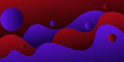 Blue and red gradient wave background with geometric circle shape elements. Colorful wave design. Simple yet elegant concept. vector