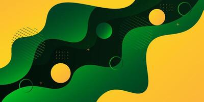 Modern abstract 3D fluid background with green and yellow color wave design. Eps10 vector
