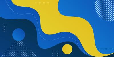 Blue and yellow geometric business banner design. Creative banner design with wave and line shape as template. Simple design on horizontal banner. eps10 vector