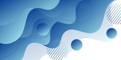 Blue geometric business banner design. Creative banner design with wave and line shape as template. Simple design on white horizontal banner. vector