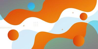 Blue and orange geometric business banner design. Creative banner design with wave and circle shape as template. Simple bright white horizontal banner. Eps10 vector