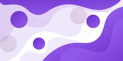 Purple geometric business banner design. Creative banner design with wave and circle shape as template. Simple design on white horizontal banner. vector