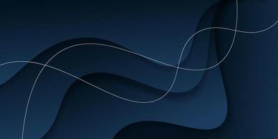 Abstract dark blue business banner background with simple geometric wave shape pattern. Trendy concept background. Eps10 vector