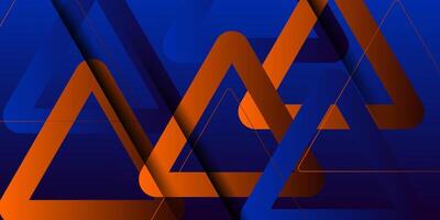 Abstract orange triangles overlapping with lines background. Dark blue gradient background element. Eps10 vector