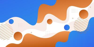 Abstract colorful 3D brown and blue gradient wave banner background. Creative fluid shape pattern on white horizontal background. Eps10 vector