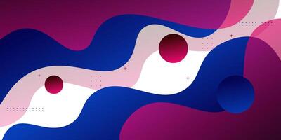 Abstract colorful 3D pink and blue gradient wave banner background. Creative fluid shape pattern on white horizontal background. Eps10 vector