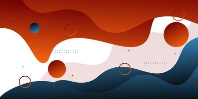 Blue and orange geometric business banner design. Bright creative banner design with wave and line shapes as template. Simple white horizontal banner. vector