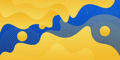 Yellow and blue geometric business banner design. Creative banner design with wave shapes and lines on colored background for template. Simple horizontal banner. eps10 vector