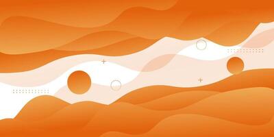 Abstract 3D colorful bright orange wave banner background. Liquid fluid pattern design. vector