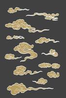 Black and white brush stroke texture with Japanese chinses cloud pattern . Abstract art landscape banner design with watercolor texture . vector