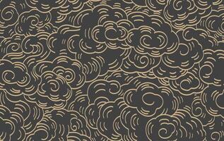 Japanese chinses cloud pattern with black and gold background in vintage style. Abstract art landscape banner design . vector