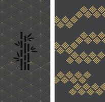 Japanese pattern with geometric pattern . Asian background with oriental decoration in vintage style. Black and gold banner design. Bamboo elements. vector