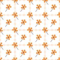 Seamless pattern with orange flowers and ornament on white background vector