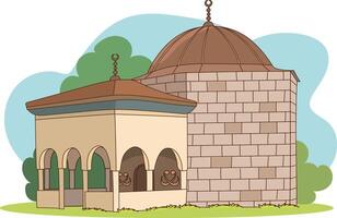 Example of Ottoman period tomb architecture.old stone building architecture vector