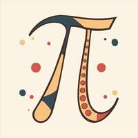 Whimsical Abstract Pi Symbol on Light Background with Retro Dots and Bold Lines vector