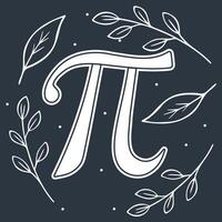 Stylized Pi Symbol with Botanical Elements on Dark Background Mathematical and Nature Inspired vector