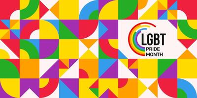 PRIDE Month Background For Festival Parades, Parties, And Social Events. Colorful Rainbow Abstract Shapes Flag. Pride Flag Color Stripes With Space On A Background For Lgbtq. Design Template. vector