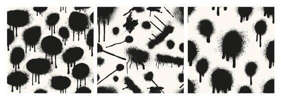 Set Of Seamless Splatter Pattern. Abstract Grunge Blots . Collection Of Creative Background With Blots, Spot. Graffiti Spray Paint Seamless Pattern. Template Distressed Rough Abstract Textured. vector