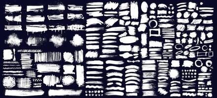 Big Set Of Hand Drawn, Different Shapes Of Dry Calligraphy Brush Strokes. High Detail . Black Paint, Ink Brush Stroke, Brush, Line Or Texture. Design Element, Box, Frame Or Background For Text. vector