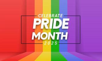 Celebrate Lgbt Pride Month 2025 With Colorful Rainbow Pride Background For Banner, Text, Greeting Card, Poster, Web Banner, Social Media. Illustration Lgbt Pride Month Banner Background Design. vector