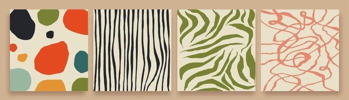 Set of minimalist colored trendy abstract print. Template modern . Art template for design. Collection of printable, abstract minimal elegant line brush stroke shapes. vector