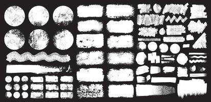 Grunge Design Elements Paint Roller, Dry Brush Strokes. Big Collection Of White Paint Brush Stroke, Ink Splash And Grungy Decoration Elements. Splatter, Grunge Line And Artistic Design Elements vector
