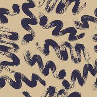 Seamless Pattern Blue Paint Swirl Line. Wavy And Curly Lines, Zigzag Shapes, Dry Brush Stroke Texture. Abstract Wallpaper Design, Trendy Textile Print. Seamless Pattern Wavy Swirl Brush. vector