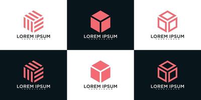 Set of Hexagon logo design. Minimal geometry. Premium vector