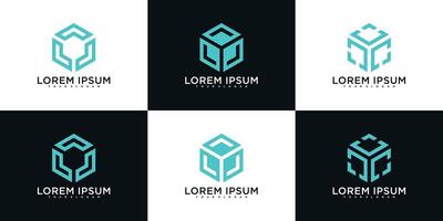 Set of Hexagon logo design template vector