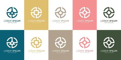 Set of abstract target logo design with geometric symbols. Premium vector