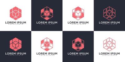 Set of hexagon logo design with modern concept vector