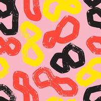 Seamless pattern brush curly lines. Modern pencil squiggles ornament. Scribble brush strokes . Hand drawn marker infinity, wavy lines, curved lines. Color pencil seamless. Closed curve and daubs vector