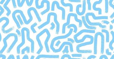 Blue seamless pattern paint brush strokes . Pattern curved, wavy lines with grunge circles, abstract lines. Chaotic kids ink brush scribbles decorative textured. Messy doodles, bold curvy lines. vector