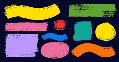 Set of hand drawn brush color box paint frame. Brush paint stroke for text box square frame. banner background for highlight design graphic. colored square banner stroke. vector