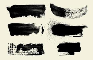 Dry brush on canvas. art brush strokes. Set of text boxes. Art design elements. Grunge paintbrush collection. Template dirty texture banners. Painted rectangles and long strokes illustration. vector