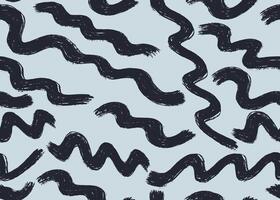 Bold wavy grunge lines seamless pattern. Horizontal grey hand drawn brush strokes pattern. Painted with dry brush on art canvas Set of different wavy lines geometric ink lines background. vector