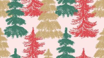 Christmas tree ornaments seamless pattern. Template New year and Christmas seamless pattern with christmas tree on pink background. Christmas pattern for fabric, wrapping paper, textile, wallpaper vector