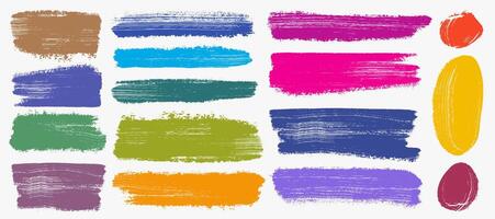 Brush box paint frame. Template brush paint stroke for text box square frame. Colored banner for highlight design graphic element. Set of hand drawn square, round banner stroke . vector