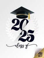 Class of 2021 handwritten typography lettering text Congratulations graduates line design gold banner. illustration Isolated on white background. vector