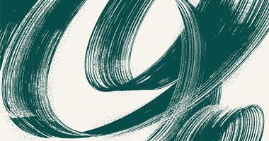 Grainy green spiral dry brush stroke with spray texture. Hand drawn fine splashes distress damaged edge banner with spiral bold line. Grainy brush strokes texture with scattered tiny dots. vector