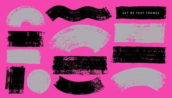 Set of text frames marker hand-drawn line border set and scribble design elements. Black and white lines hand drawn paint art brush stroke. hand drawn scribble. vector