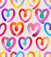 Seamless pattern of colorful heart shapes in gradient. seamless love icons pattern. Thickness is easily edited. Template squiggly heart illustrations for Valentine's Day. vector