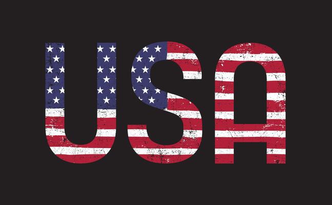 USA grunge lettering. Distressed Word USA With Flag. Template brush stroke grunge American flag USA. flag text, typography for t shirt, clothes, texture, pattern, background.