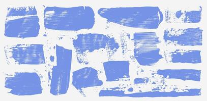 Set of paint blue bold brush strokes, hand drawn thick grunge lines and rectangle shapes for text frame. Sketchy bold grunge lines. ink brush strokes and banners. Dry brush on art canvas vector