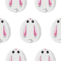 seamless Easter pattern with Easter eggs with an animal design, namely with a white rabbit design, for Easter designs and posters vector