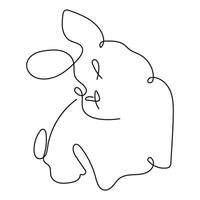 logo of a rabbit with long ears turned to the side in line art style drawn with several lines vector